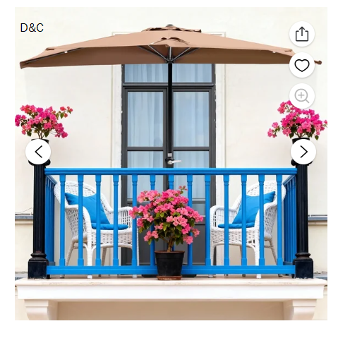 Gianna Half Umbrella Outdoor Patio，9 FT scalloped Patio Umbrella with Easy Crank, Sun Half Patio Umbrella for Patio, Market, Garden, Balcony, Dark(Khaki)