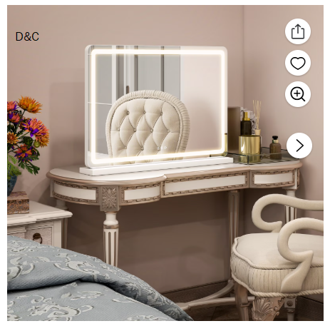 Gianna 13″x17″ LED Vanity Mirror with Lights, Dimmable 3-Color Modes, Touch Screen Makeup Mirror for Dressing Table, White Square Design