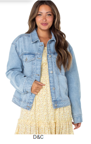 Celebrity Pink Women’s Oversized Denim Jacket, Sizes XS-XXXL