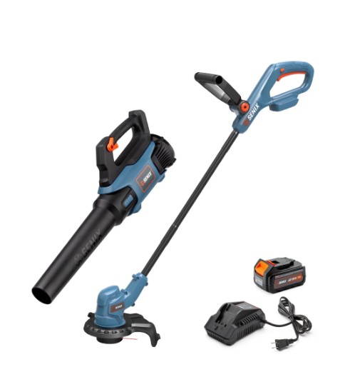 SENIX 20V 2-Tool Cordless Combo Kit, 10-Inch String Trimmer & Variable Speed Leaf Blower (One 4.0Ah Battery and Charger Included) S2K2B1-03