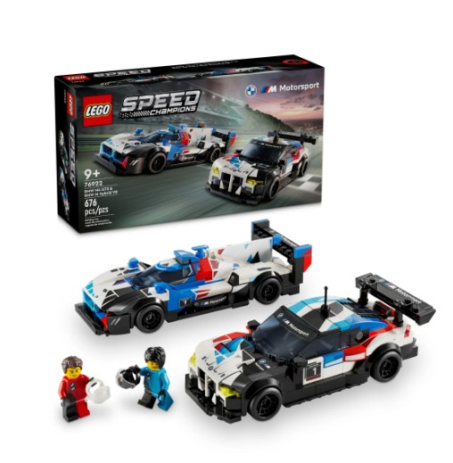 LEGO Speed Champions BMW M4 GT3 & BMW M Hybrid V8 Building Toys – Race Car Toys for Kids, Boys & Girls, Ages 9+ – Birthday Gift W/ 2 Minifigures – 76922