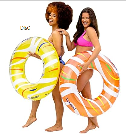 monsoon [Citrus] 2-Pack Luxury Pool Floats Swimming Float Beach Tube Floaties Ring Tubes – Orange Yellow