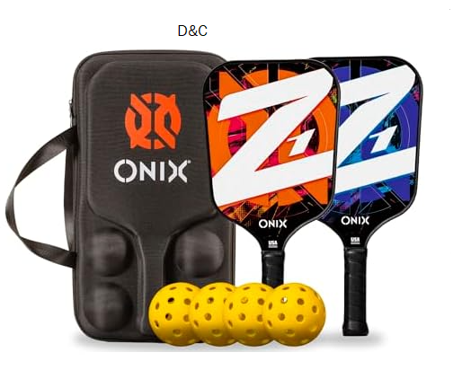Onix Pickleball Z1 Starter Kit Includes Two Z1 Paddles, Four Fuse Pickleballs in Easy to Carry Case