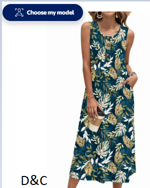 Fantaslook Long Tank Dresses for Women Summer Sleeveless Button Down Dress Casual Loose Beach Vacation Sundress