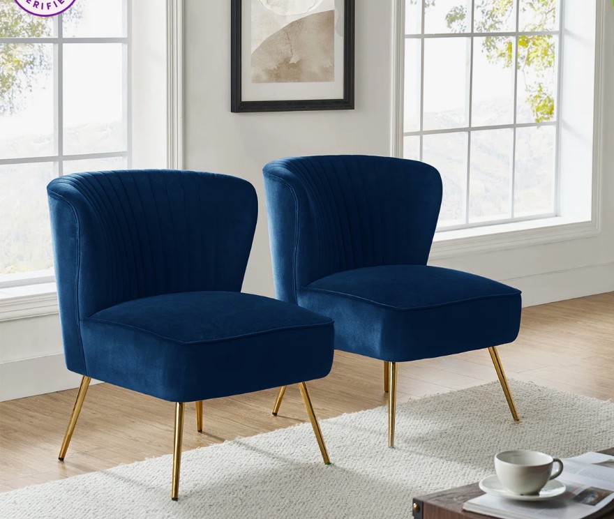 Euclid 26″ Wide Tufted Velvet Accent Side Chair (Set of 2)