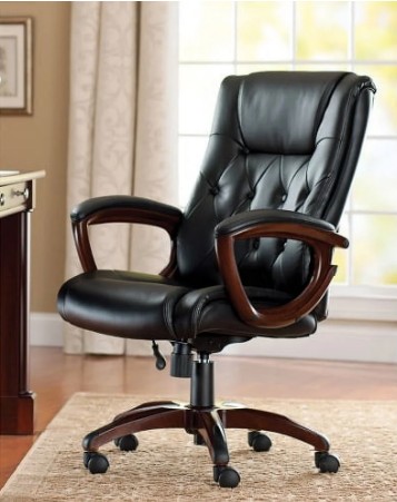 Better Homes and Gardens Executive, Mid-Back Manager’s Office Chair with Arms, Black Bonded Leather