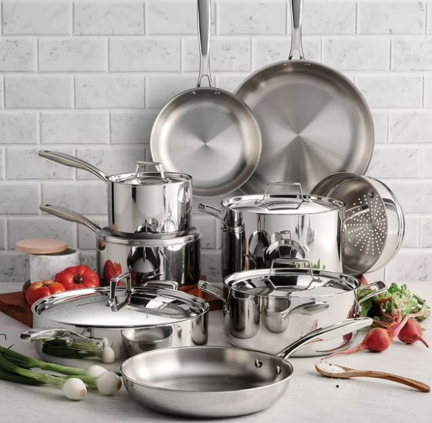 Tramontina 14-Piece Tri-Ply Clad 18/10 Stainless Steel Cookware Set