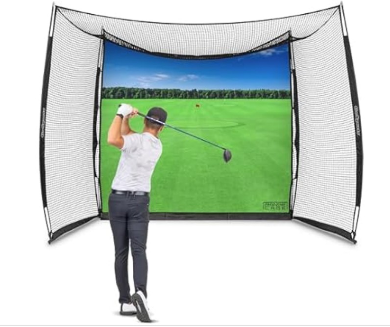 GoSports Range Cage 10 ft x 8 ft Golf Practice Hitting Net with Impact Screen