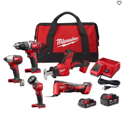 M18 18V Lithium-Ion Cordless Combo Kit (5-Tool) with (2) Batteries, Charger and Tool Bag