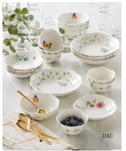 Butterfly Meadow 24 Pc. Porcelain Bowl Set, Service for 6