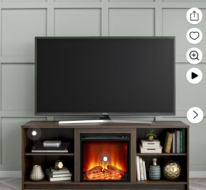 Mainstays Fireplace TV Stand for TVs up to 65″, Walnut