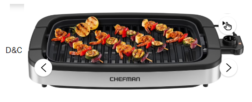 Chefman 6 Serving Electric Indoor Grill, w/ Temperature Control, Smokeless, Stainless Steel