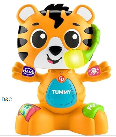 Fisher-Price Baby Learning Toy Link Squad Bop & Groove Tiger with Music & Lights for Ages 9+ Months, Compatible Only with Link Squad Items