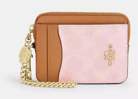 Zip Card Case In Signature Canvas With Charm