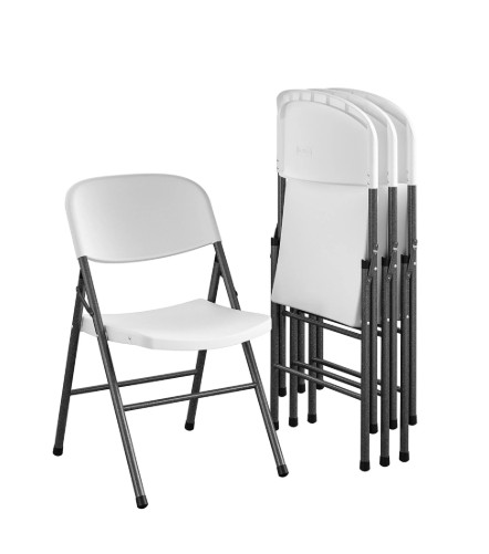Mainstays Premium Resin Folding Chair, 4-Pack, White