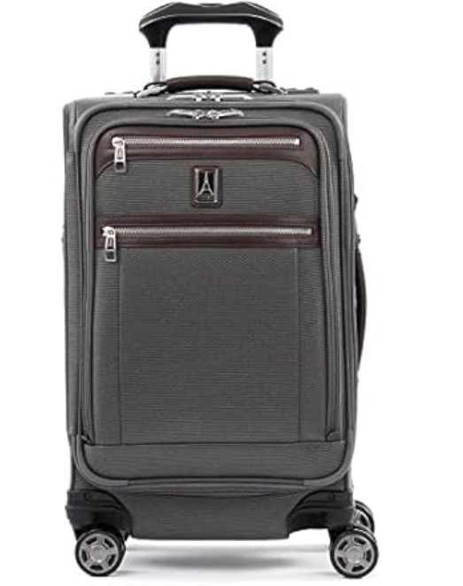 Travelpro Platinum Elite Softside Expandable Carry on Luggage, 8 Wheel Spinner Suitcase, USB Port, Suiter, Men and Women, Vintage Grey, Carry On 21-Inch