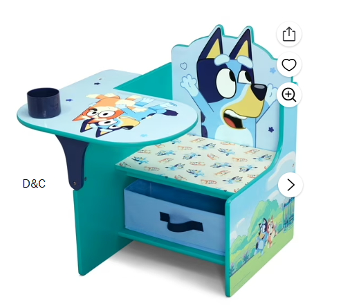 Bluey Chair Desk with Storage Bin by Delta Children – Greenguard Gold Certified, Blue