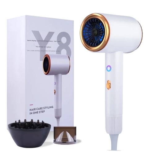 Ionic Hair Dryer, 2100W Professional Blow Dryer, Negative Ion Technolog Drying with 3 Heating, 2 Speed, 2 Nozzle for Home Salon Travel