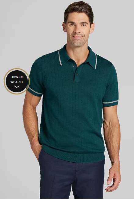 Jos. A. Bank Tailored Fit Drop Needle Polo CLEARANCE