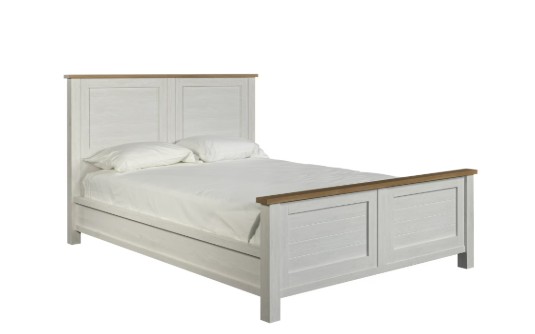Better Homes & Gardens Modern Farmhouse Queen Platform Bed, Alabaster and Light Honey Finish