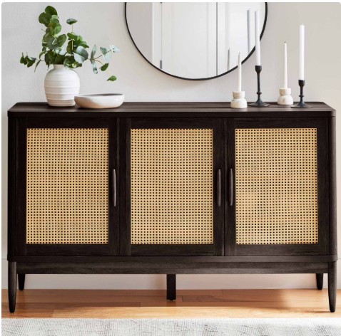 Better Homes & Gardens Springwood Caning Sideboard, Charcoal Finish