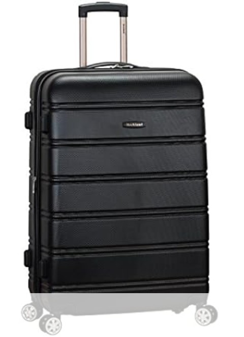 Rockland Melbourne Hardside Expandable Luggage with Spinner Wheels, Black, Checked Large 28″