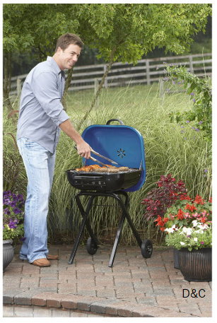 Americana Walk-A-Bout, Original Square Charcoal Grill-100% Pre-Assembled Portable Steel, Blue