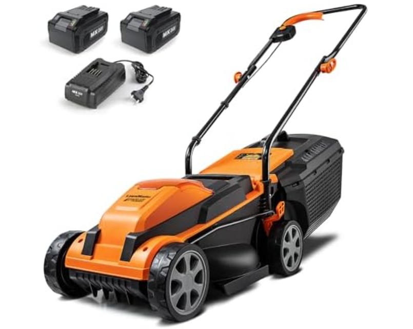 LawnMaster CLM2413A Cordless 13-Inch Lawn Mower 24V Max with 2X4.0Ah Battery and a Charger