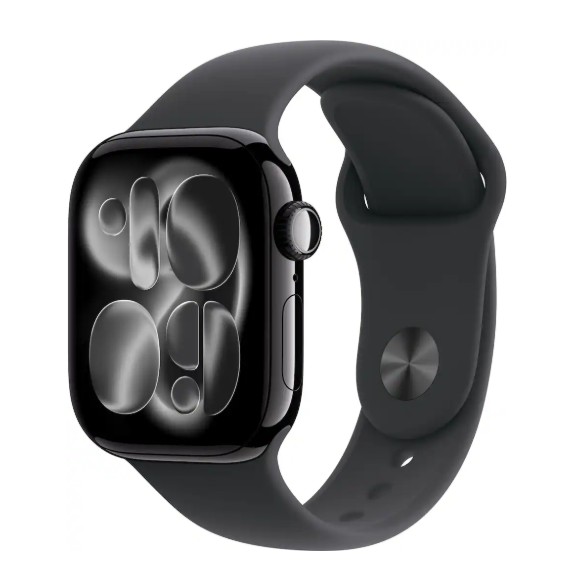 Apple Watch Series 11 (GPS) 42mm Jet Black Aluminum Case with Black Sport Band – S/M – Jet Black – (2025)