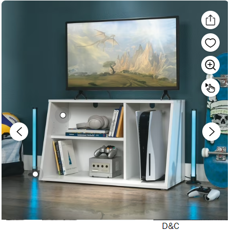 Mainstays Gamer TV Stand Console for TV’s up to 32″, White Finish