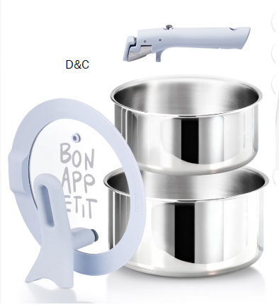 Carote 5-Piece Tri-Ply Stainless Steel Saucepan Set with Detachable Handle, 2QT & 3QT Small Induction Cooking Pot