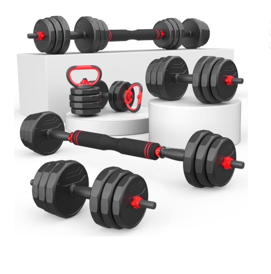 70lbs Free Weight Set with Connector, 5 in1 Dumbbells Set Used as Barbell, Kettlebells, Push up Stand, Fitness Exercises for Home Gym Suitable Men/Women