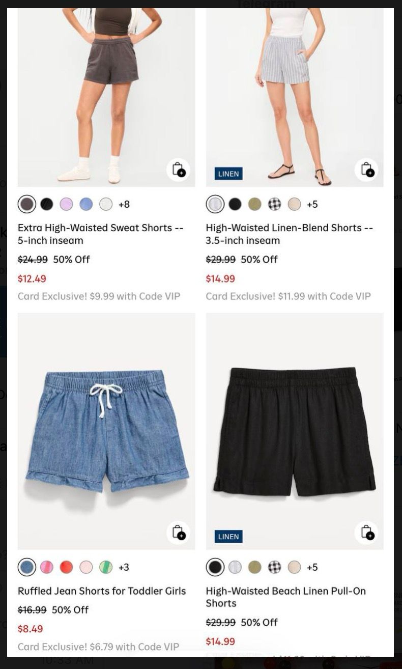 50% off Shorts for the Family at Old Navy today