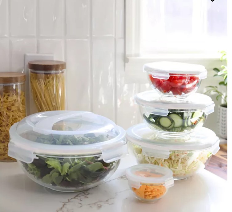Kitchen 5-Piece Glass Food Storage Bowl Set
