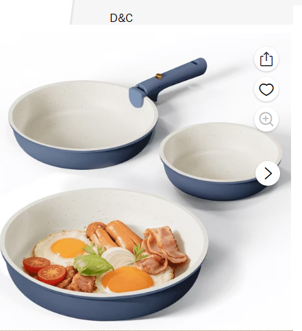 Carote 4 Pcs Nonstick Cookware Sets, Pots and Pans Set with Detachable Handles, Oven Safe, Induction Cookware, Stackable Kitchen Cooking Set, Navy Blue