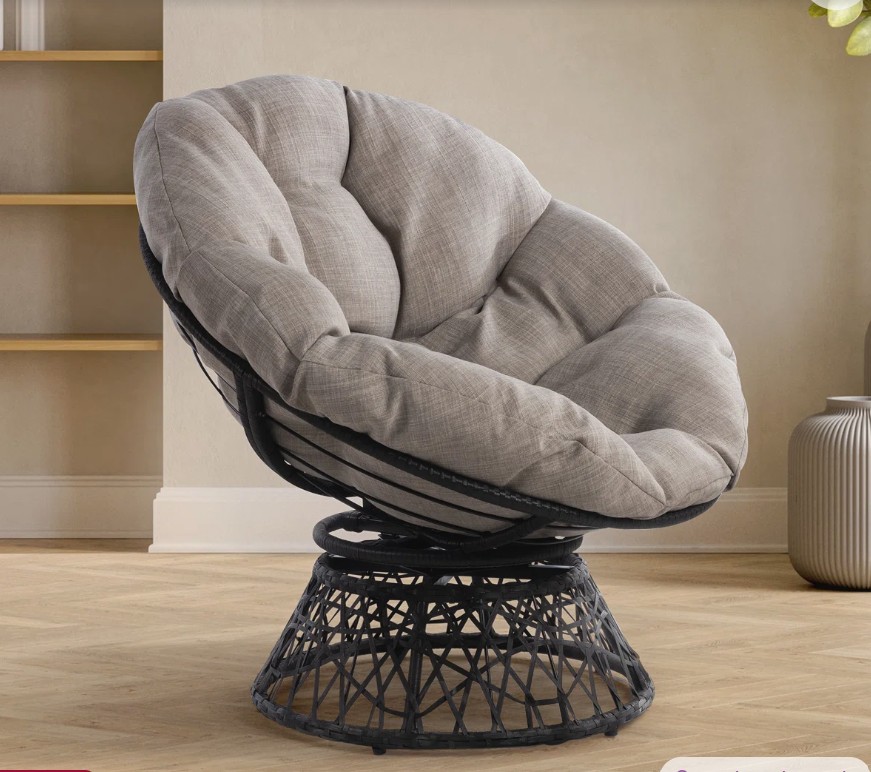 Ariyelle Swivel Papasan Accent Chair with Extra Thick Cushion for Ultimate Comfort