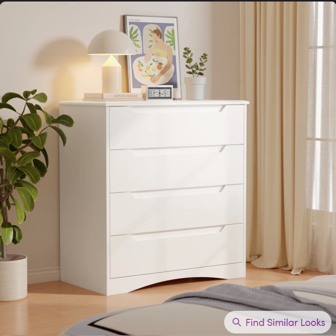 Modern 4-Drawer Dresser with Recessed Handles for Bedroom, Living Room