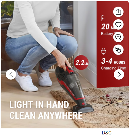 VacLife Cordless Handheld Vacuum, Car Vacuum Cleaner Rechargeable with Motorized Brush, Powerful Stair Vacuum