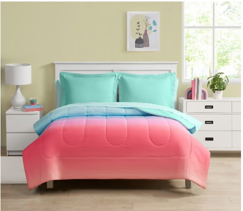 Your Zone 7 Piece Rainbow Ombre Polyester Bedding Set for Girls, Full