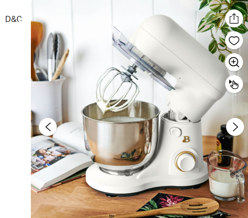 Beautiful 3.5 Qt Stand Mixer, White Icing with Flat Beater, Dough Hook, Balloon Whisk