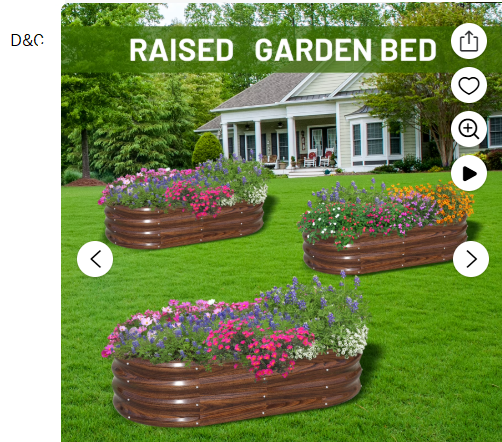 SnugNiture Galvanized Raised Garden Bed Outdoor, 3Pcs 4x2x1ft Metal Planter Box, Brown
