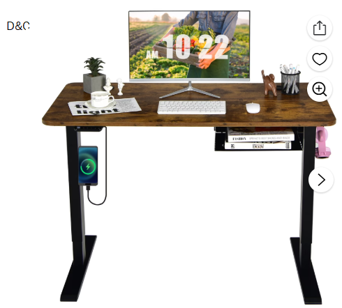 Costway 48” Electric Standing Desk Height Adjustable w/ Control Panel & USB Port Rustic