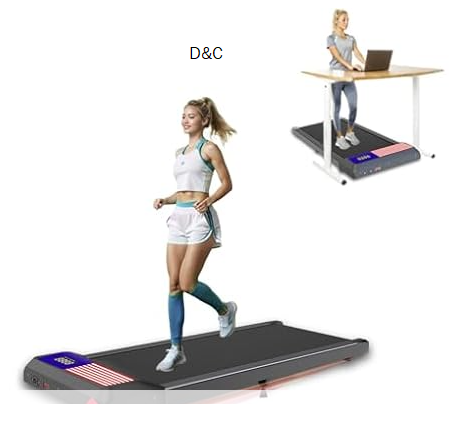 UPREIGN 3 in 1 Treadmill, Portable Under Desk Walking Treadmill with Incline for Home/Office, Remote Control, LED Display, American Flag Patterns