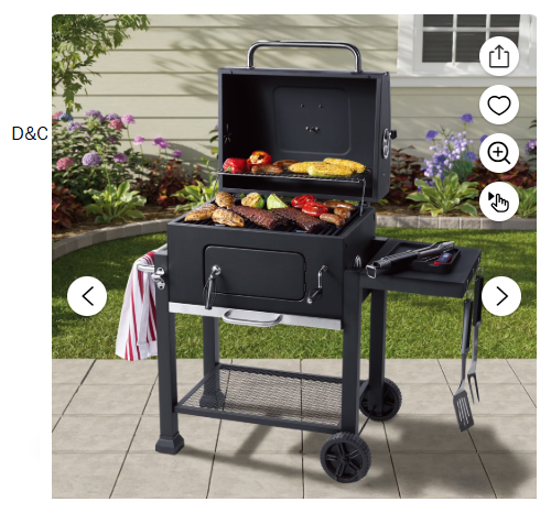 Expert Grill Charcoal Grill, 24 Inch Heavy Duty Charcoal Grill with Wheels, Black