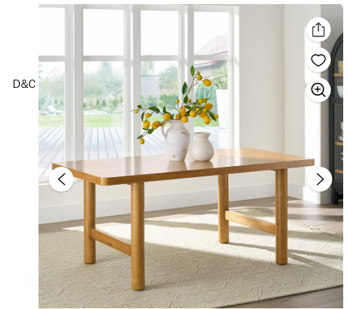 Better Homes & Gardens Adlin 70 in Rectangle Dining Table, Light Honey
