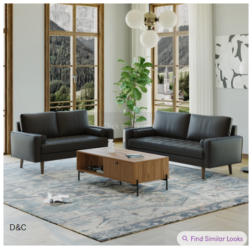 Bridgeview 2 Piece Leather Square Arm Sofa Set