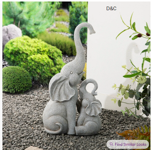 18.25”H Resin Mother and Baby Elephant Statue