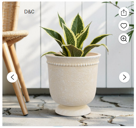 My Texas House 8″ Cream Dot Urn – Ceramic Plant Pot, 8.1″ Dia x 8.5″ H