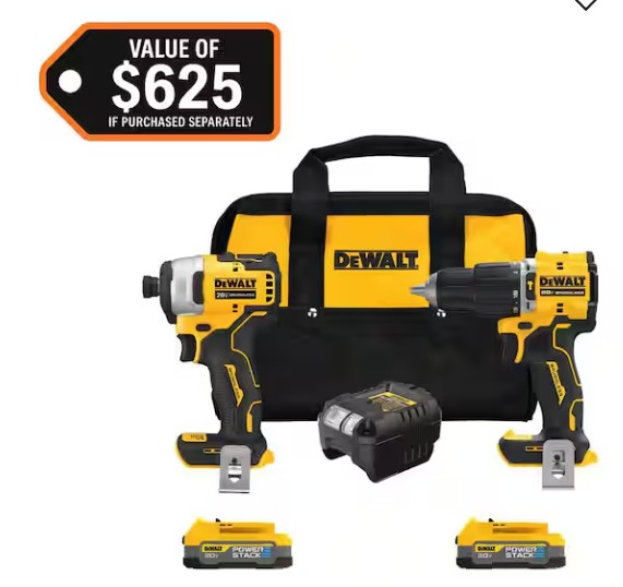 20V MAX Lithium-Ion Cordless 2-Tool Combo Kit with (2) POWERSTACK 1.7Ah Batteries and Charger