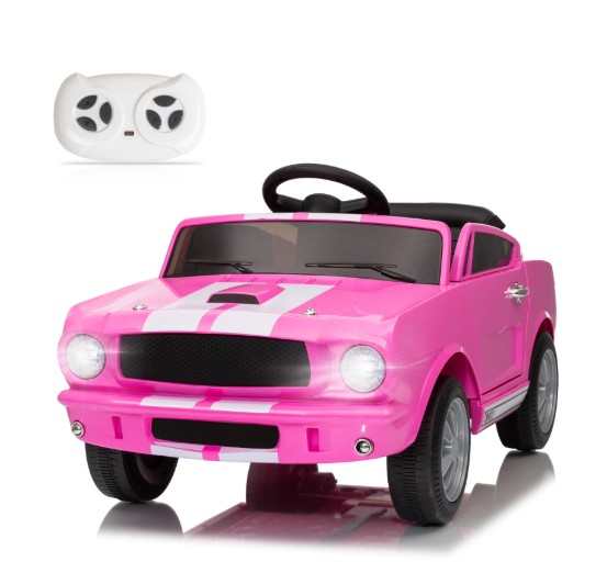 UBesGoo 12V Licensed Shelby Electric Ride on Car, Kids Powered Ride On Toy Car, w/ Parent Remote Control, Pink